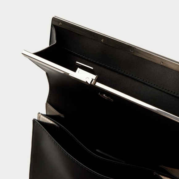 ZARA SLEEK LEATHER BACKPACK WITH METALLIC DETAIL - Picture 8 of 8